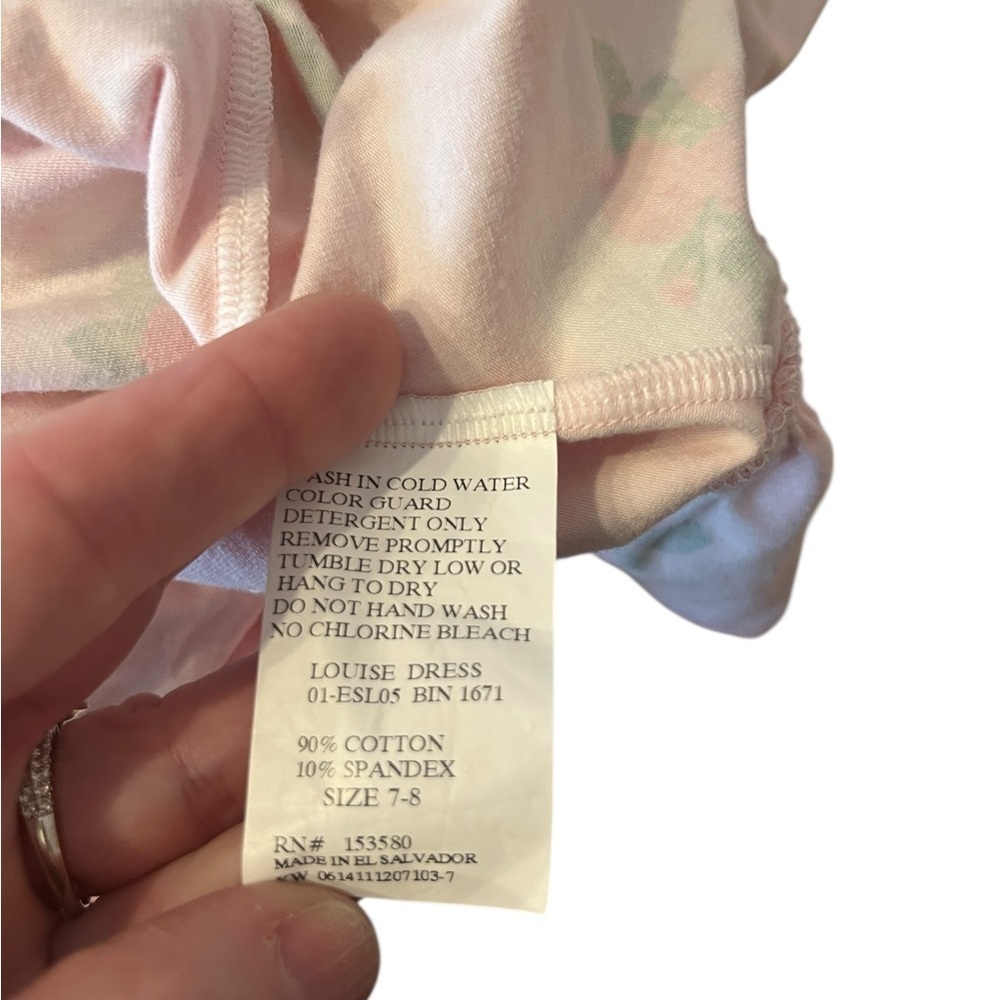 Eleanor Rose Louise Dress Pink Lace & Rose Print Jersey Size 7-8 Floral - Picture 7 of 8